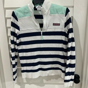 Vineyard Vines Shepp Shirt navy stripe with turquoise accents